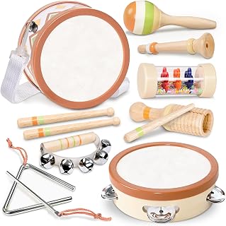 WINGYZ Baby Musical Instruments, Wooden Musical Toys for Toddlers 3+ | Neutral-color Montessori musical instruments set for rhythm play, early learning and birthday gifts for boys girls