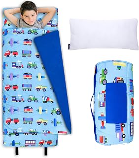 Wildkin Nap Mat with Pillow and Blanket, Preschool Rest Mat | Removable pillow, 50 x 20 in mat plus 40 x 31 in blanket, machine washable mat, ages 3-7 — preschool ready
