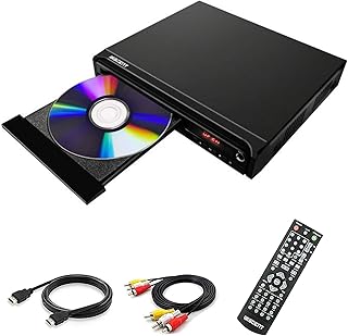 Compact DVD Player for TV, Multi-Region, MP3, DVD/CD Player for Home, with HDMI/AV/USB/MIC, Perfect for Family Movies (not Blu-ray DVD Player)