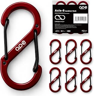 APEGG Climbing Carabiner, Set of 6, S-Shaped, Lightweight, Rustproof, High Hardness Aluminum Alloy, Load Capacity 66.1 lbs (30 kg), Black