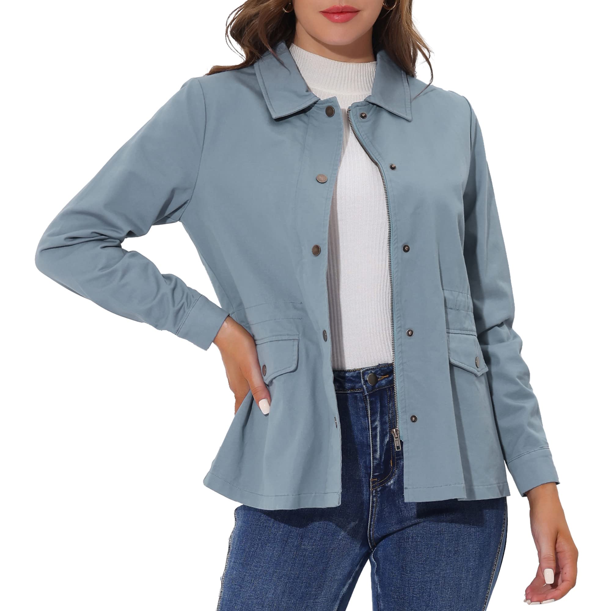Allegra K Women's Utility Jacket Casual Women