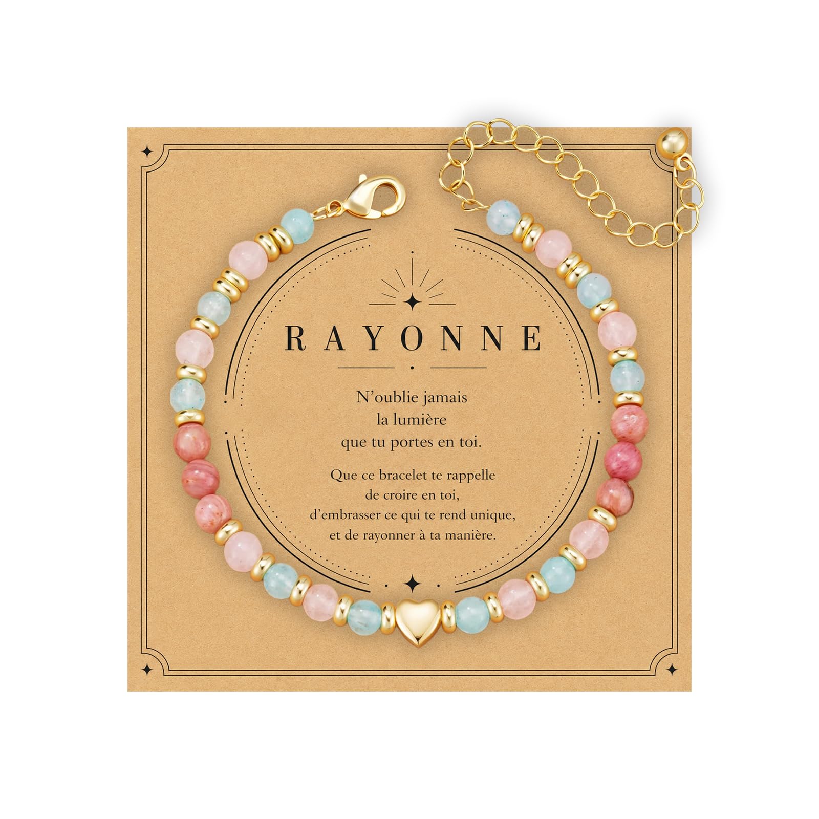 Lueaurra Bracelet Femme Pierres Naturelles Cadeau Femme Fille
