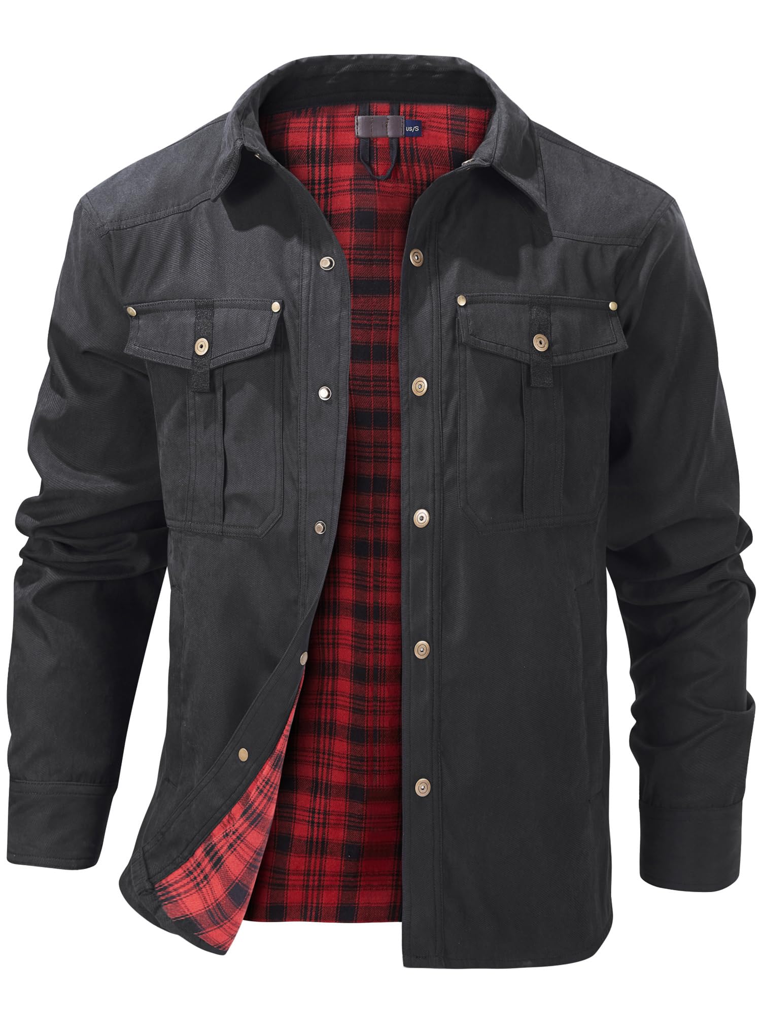 Mr.Stream Men's Lightweight Long Sleeved Snap Plaid Western Cowboy Flannel Lined
