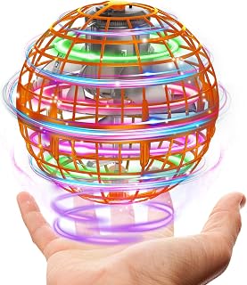 XINHOME Flying Ball Authentic Toy Funny Luminous UFO Toy Flying Ball Boomerang Spinner Hand Controller Mini Drone Popular for Kids 2 3 4 5 6 7 Years Old Boys Girls Christmas Gift (Orange)