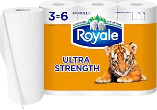 Royale Tiger Strong Paper Towel, 3 Double Equal 6 Rolls, 98 Half Sheets per Roll, White