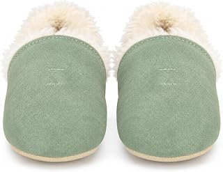 Dotty Fish Suede Baby & Kids Slippers - Barefoot, Fleece Lined, Non-Slip