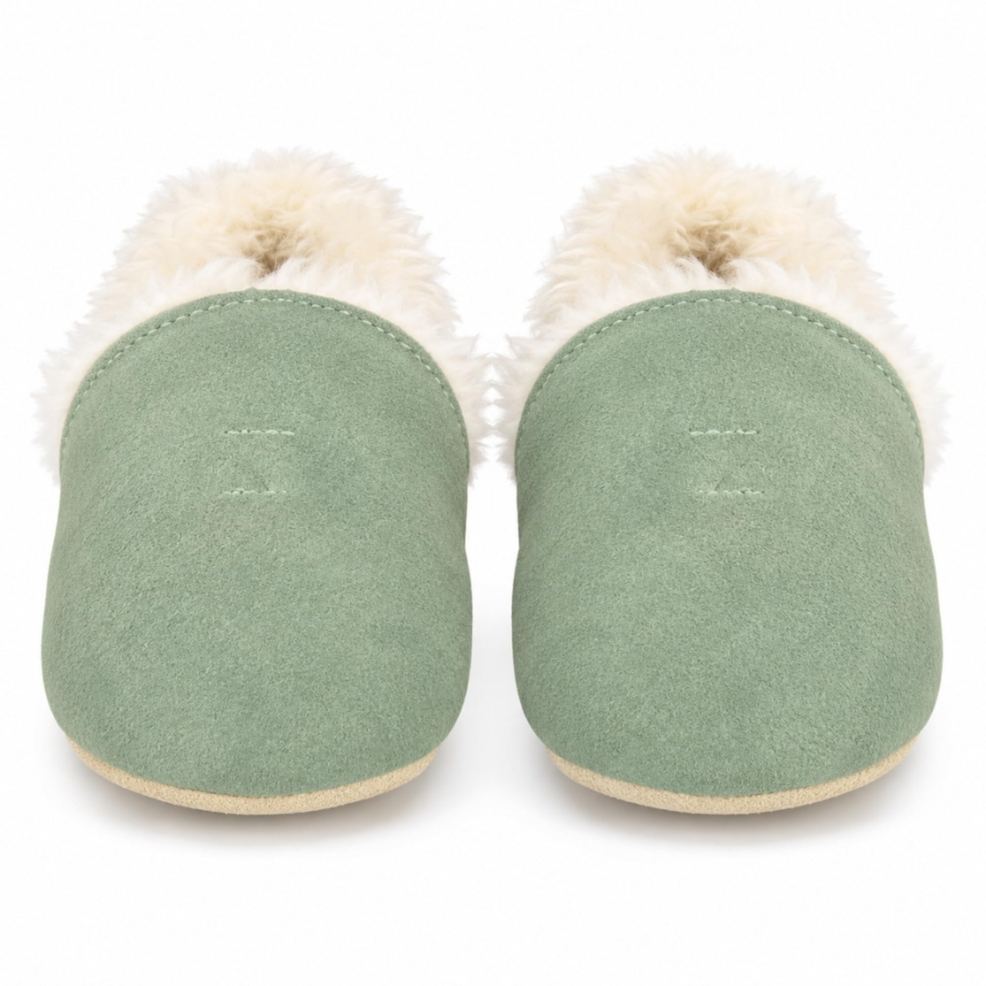 Dotty Fish Suede Baby & Kids Slippers - Barefoot, Fleece Lined, Non-Slip