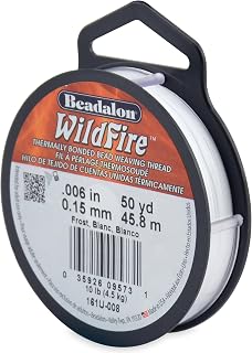 Beadalon Wildfire Beading Thread Jewelry Fishing Line | Polyester, Braided thread, Break Strength 10 lb / 4.5 kg, Thermally bonded coating, Seed beads & bead looms, Jewelry making