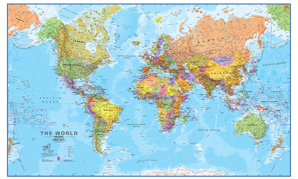 Giant World Map - Mega-Map Of The World 46 x 80 - Laminated - 2026 Updated | Map