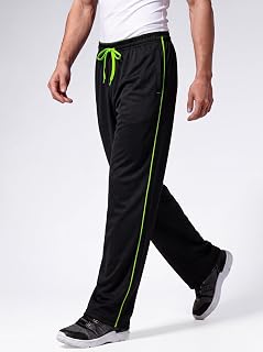 KEFITEVD Men's Tracksuit Bottoms Open Hem Quick Dry Mesh Joggers Lightweight Sport Trousers Loose Fit Gym Sweatpants with Zip Pockets