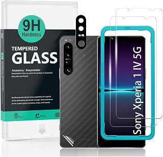 Ibywind Compatible with Sony Xperia 1 IV 5G Glass Film, 2 Protective Film with Guide Frame, Lens Cover (1), Back Sheet (1), Scratch Resistant, Shock Resistant, 9H Tempered Glass Film, Smooth Texture, Bubble Free, Fingerprint Authentication, Ultra Easy to Install
