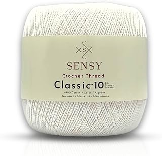 S Sensy Classic Size 10-Mercerized Giza Cotton #0 Lace Yarn White 618 Yards