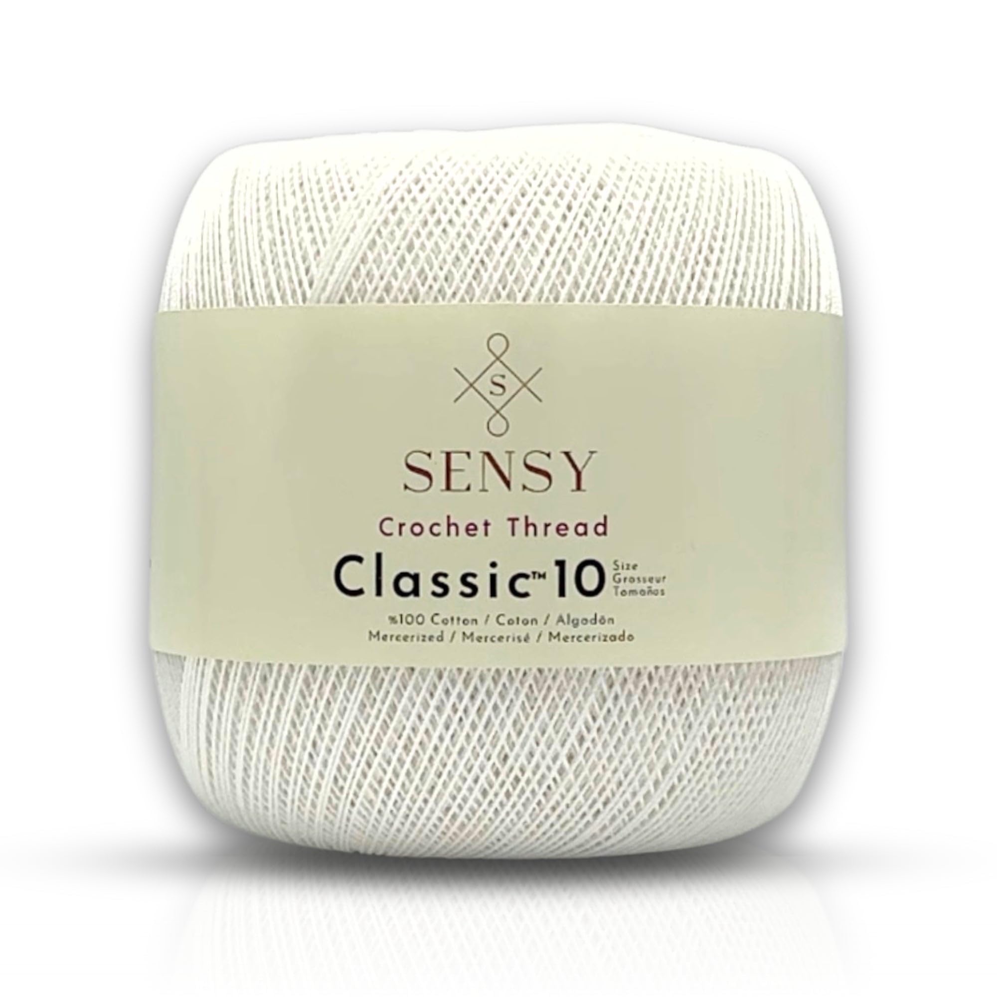 S Sensy Classic Size 10-Mercerized Giza Cotton #0 Lace Yarn White 618 Yards