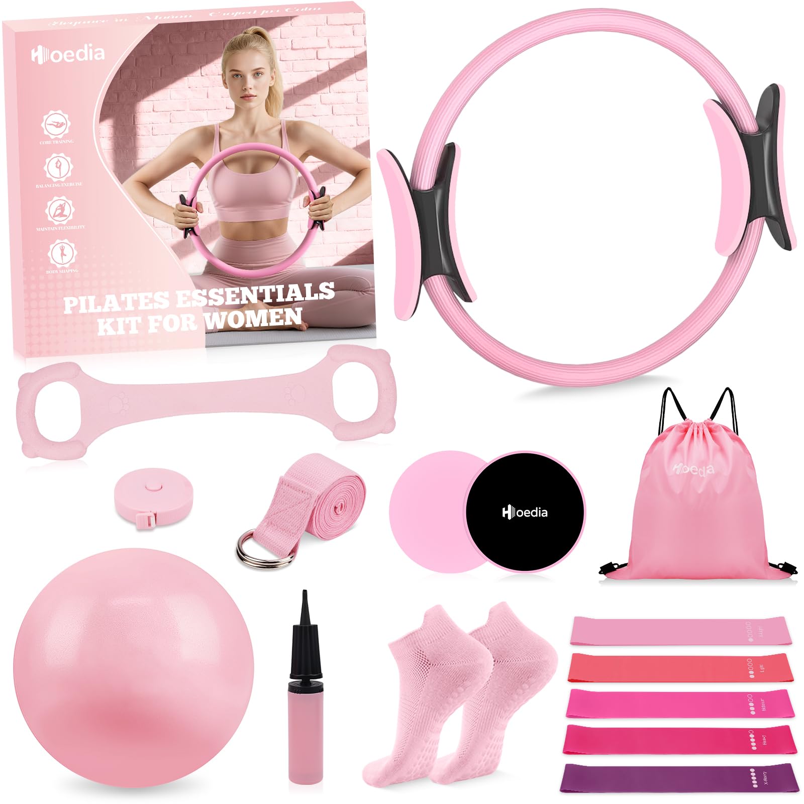 Hoedia Pilates Kit for Women, Pilates Equipment Ring and Ball Set | Pilates ring