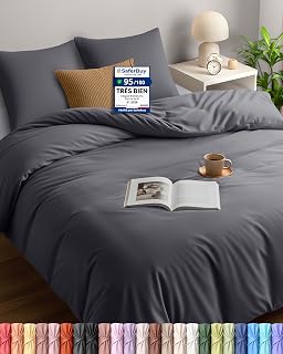 Utopia Bedding Duvet Cover 220 x 240 cm with 2 Pillowcases 65 x 65 cm (Grey) - Bedding Set 220 x 240 cm - Soft Brushed Microfibre Duvet Cover Sets