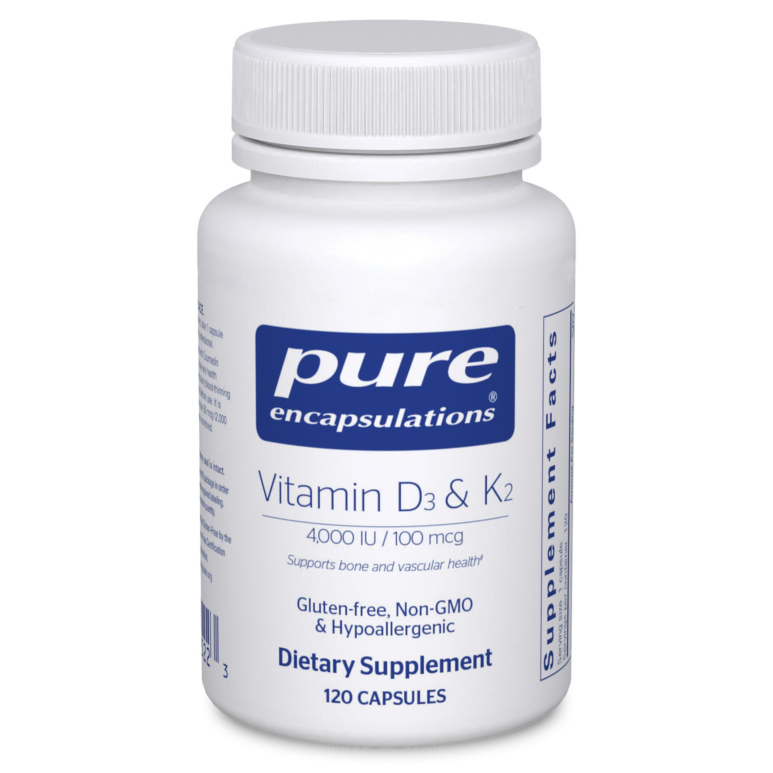 Pure Encapsulations Vitamin D3 & K2, 120 Capsules | Bone and Vascular Health Sup