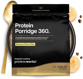Protein Works | Protein Porridge 360 - Gold, Banana Choc Chip, 2kg | High Protein, Low Sugar Breakfast, Added Vitamins & Minerals, Low GI Wholegrain Oats, High Fibre, 26 Servings