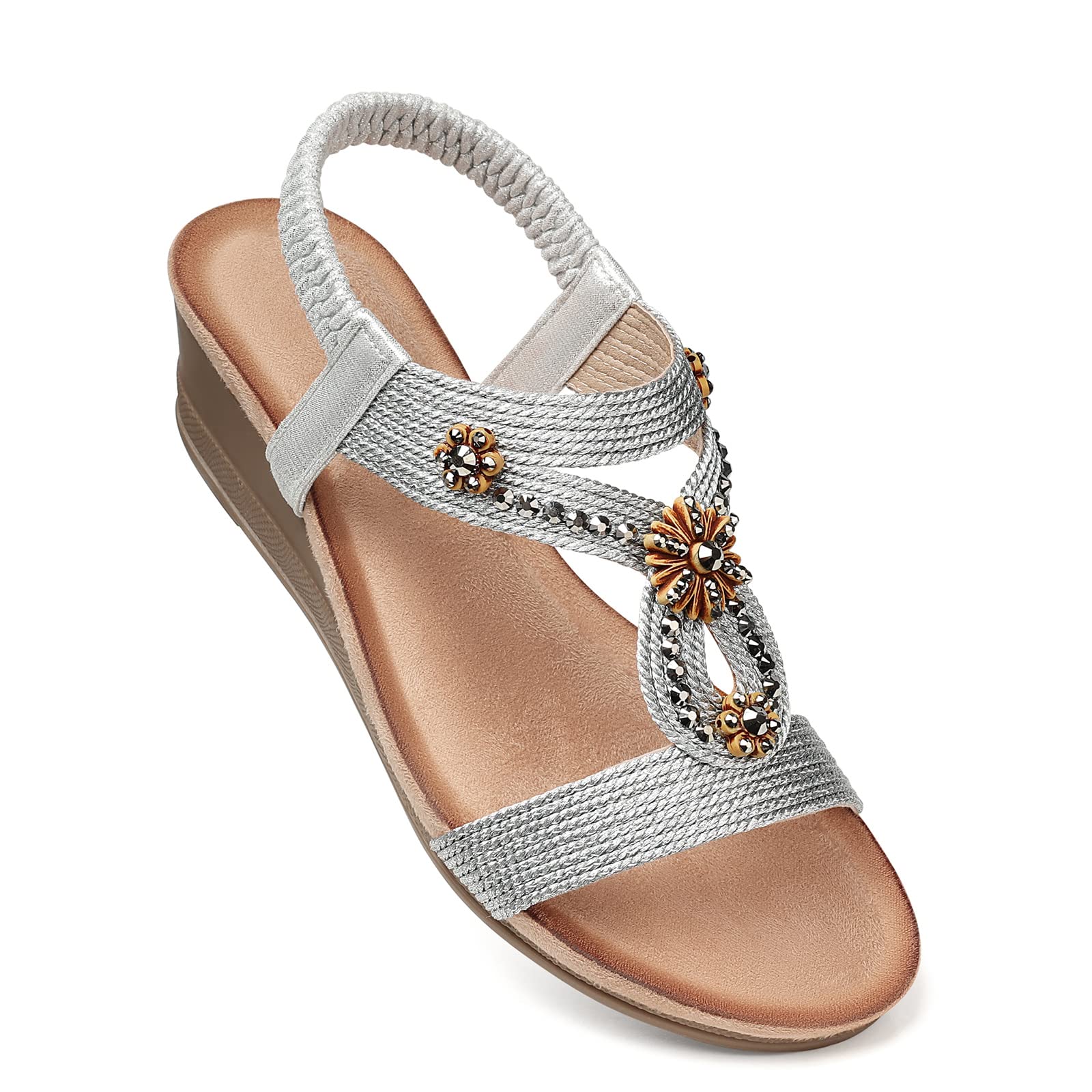 SHIBEVER Sandali da donna con zeppa: comodi sandali estivi con tacco basso