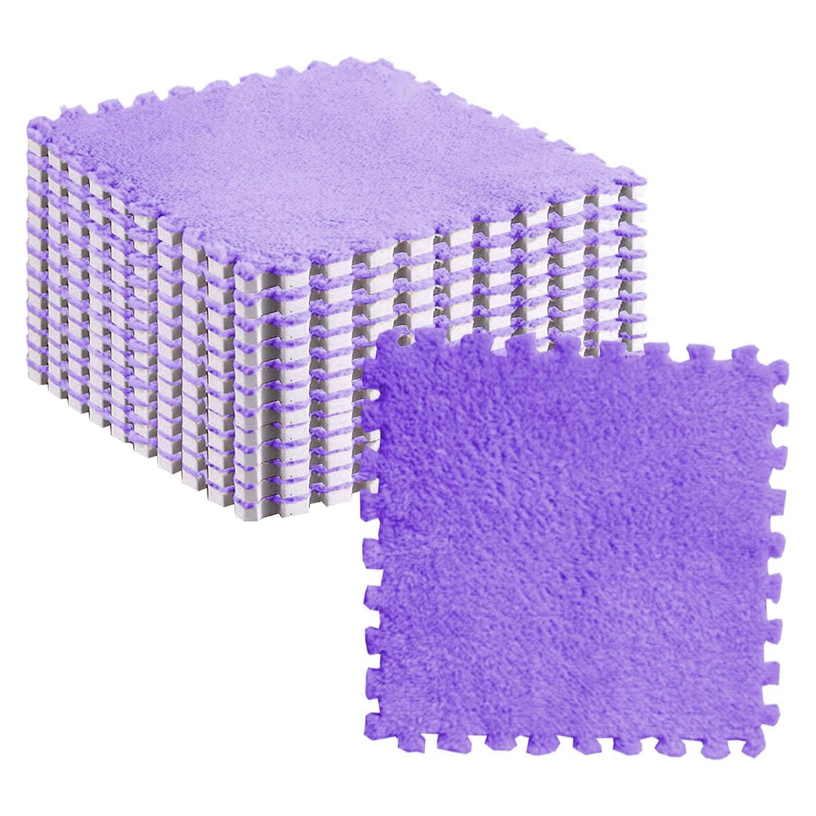 10pcs Plush Foam Puzzle Mat Tiles Soft and Non Slip Interlocking Carpet Tiles fo