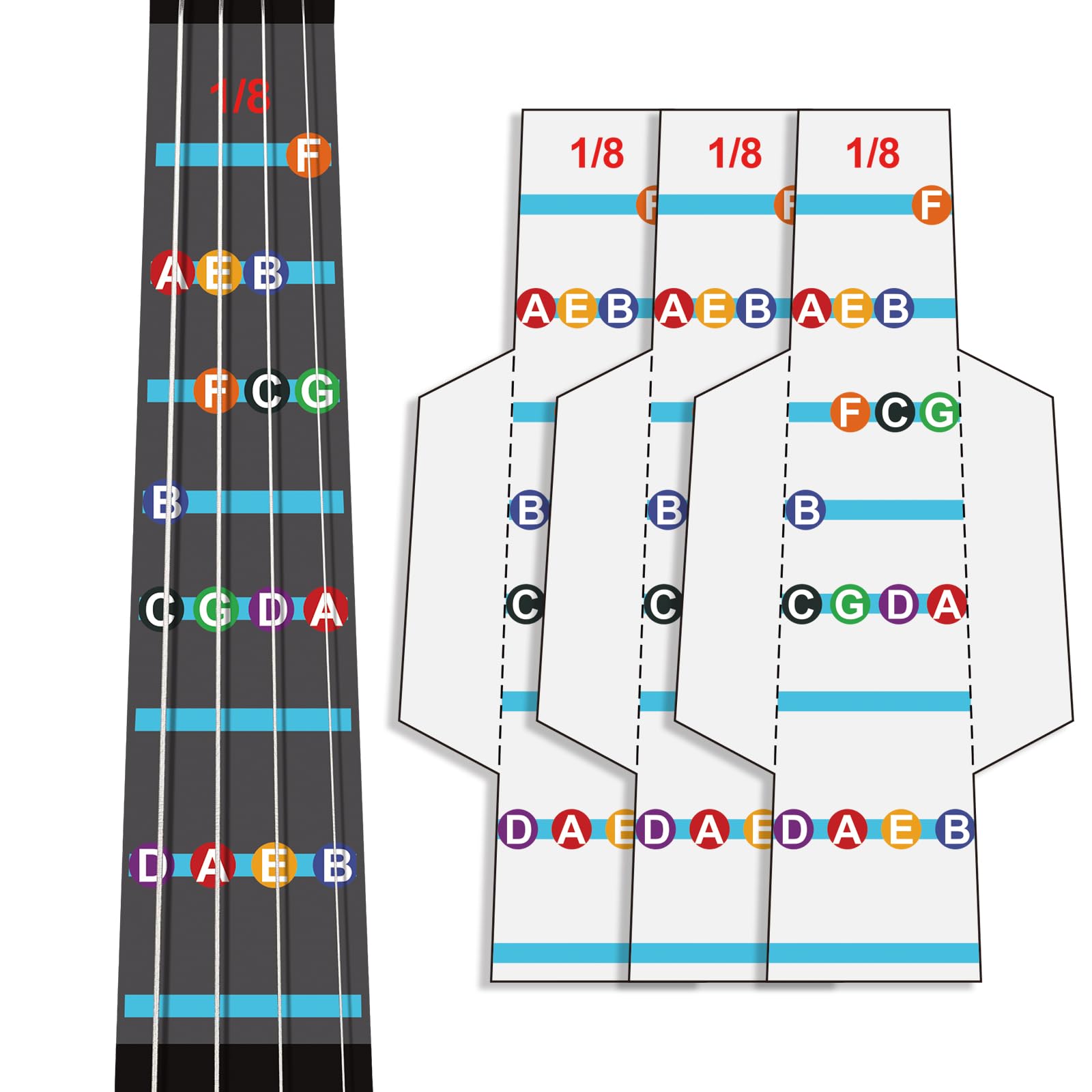 Enjoyard 3 Pcs Transparent PVC Violin Fingerboard Stickers - 5 Size Variants (1/