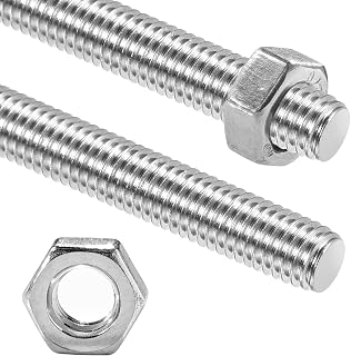 2 Pack 1/4"-20 304 Stainless Steel Fully All Threaded Rod Studs 10" Length | 304 Stainless Steel Cuttable Metric Threaded Screw Right Hand Threads for Anchor Bolts Clamps DIY Projects
