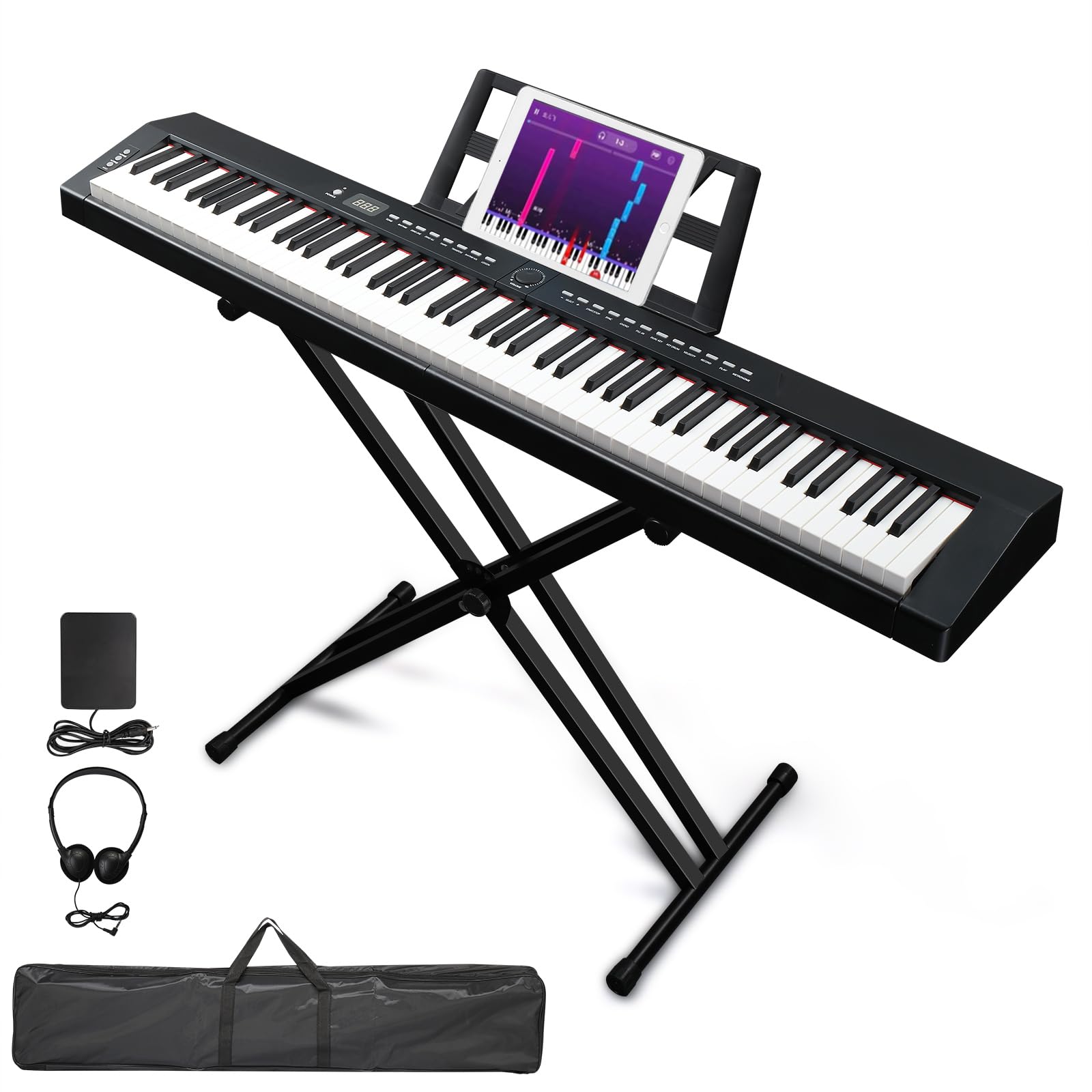 LALAHO 88 Key Piano Keyboard Semi-Weighted Electric Piano,Portable Keyboard | St