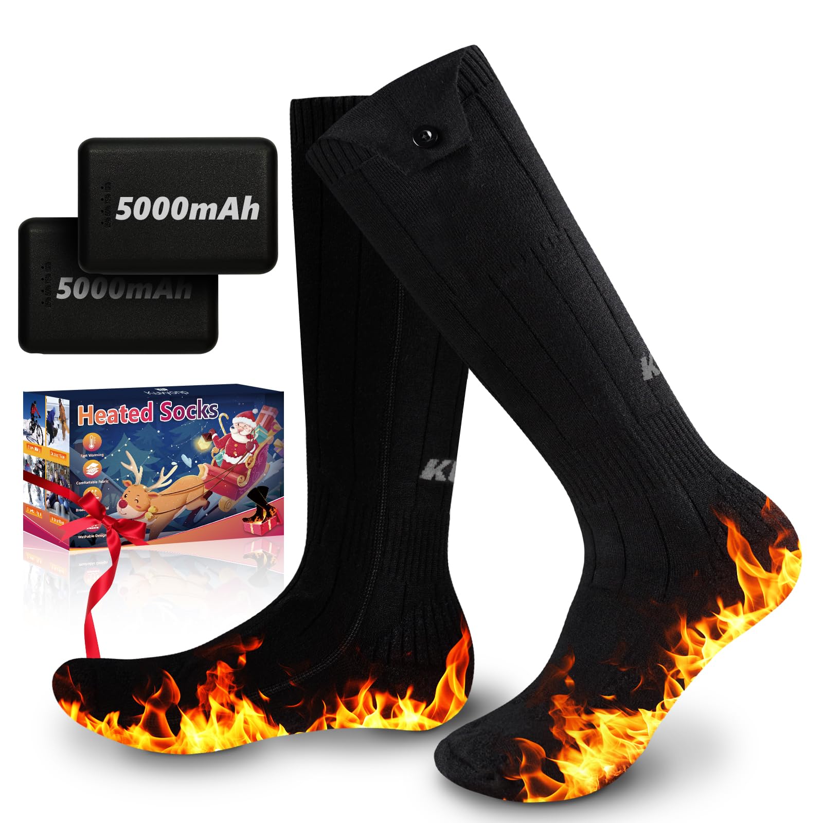 Heated Socks for Men & Women with 5000mAh Battery*2 Rechargeable Electric Heated