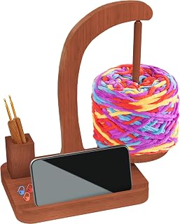 FOGWOWO Yarn Holder for Crocheting,with Storage & Phone Stand,Crochet Gifts | Wooden Yarn Spinner,Crochet Yarn Holder,360° Magnetic Rotation,with Anti-Slip Pads,Yarn Ball Holder,Gifts for Knitting Lovers