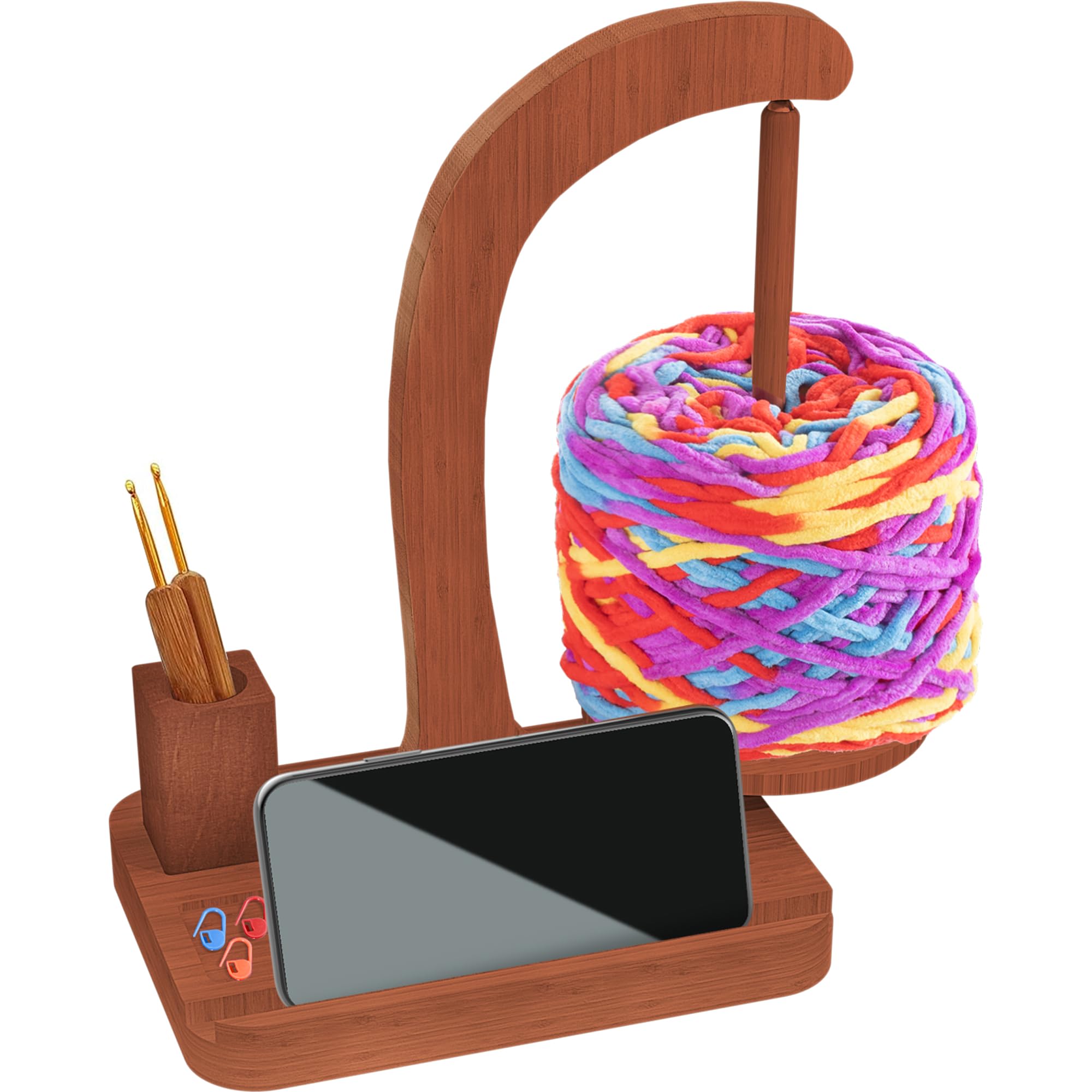 FOGWOWO Yarn Holder for Crocheting,with Storage & Phone Stand,Crochet Gifts | Wo