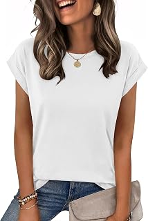 Zeagoo Womens Tops Summer Casual Cap Sleeve Tshirts Shirts Business Blouses | Dressy Spring Fashion Outfits, Trendy Clothes, Cute Crewneck Work Out Tee, Gym Clothing