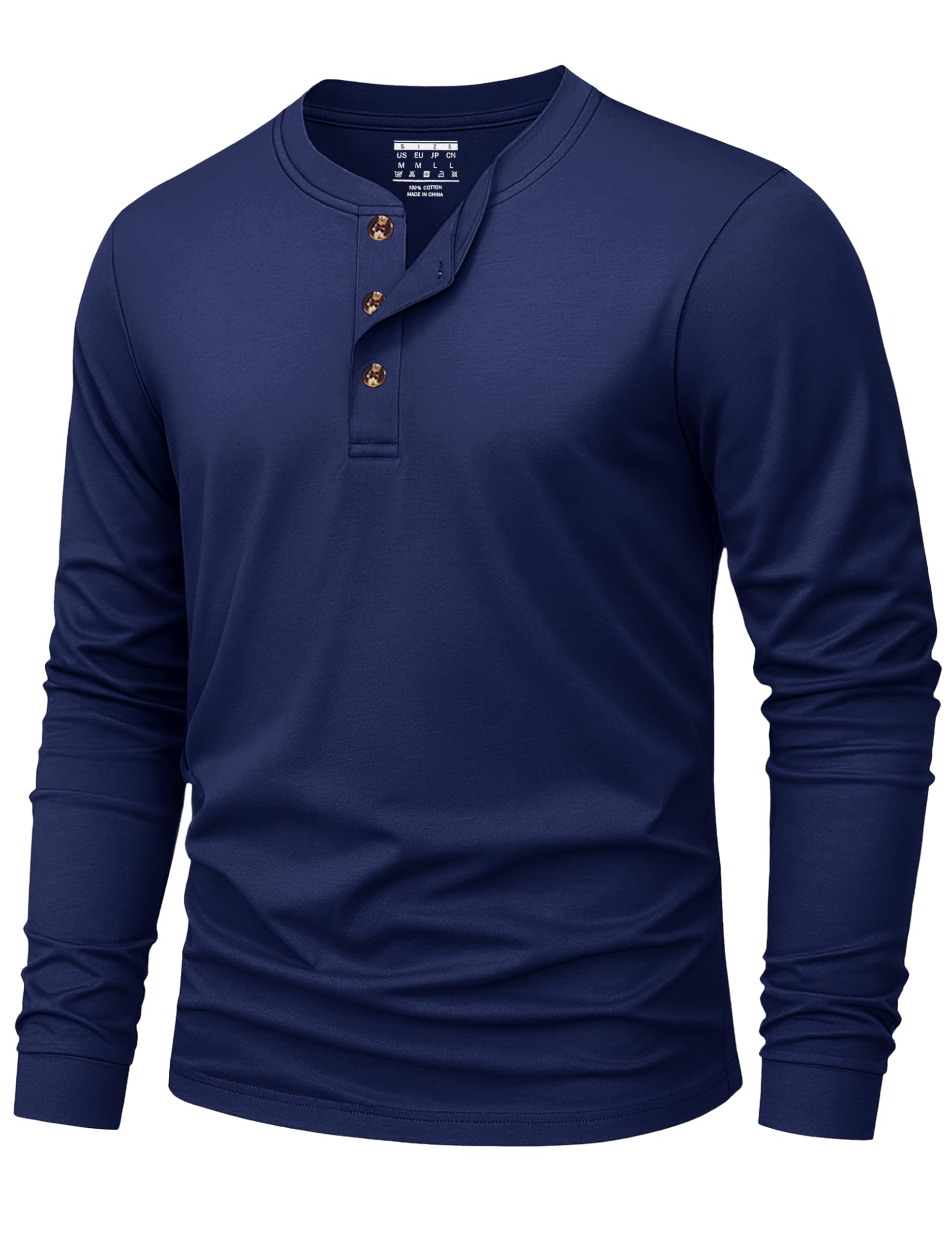KEFITEVD Mens Long Sleeve Henley Tshirts Soft Cotton Grandad Shirts Button