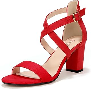 IDIFU Sandales à talons carrés à bout ouvert pour femme