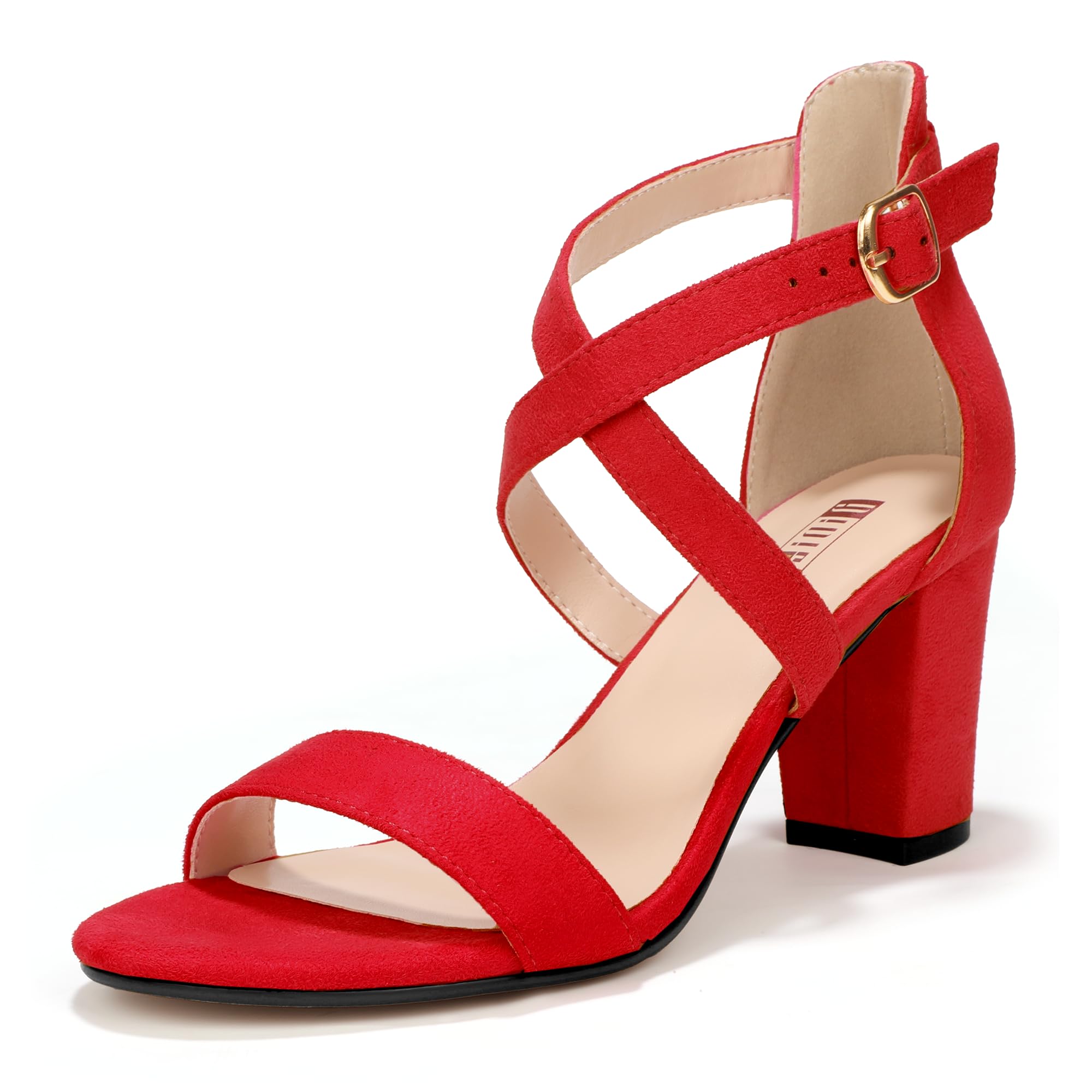 IDIFU Sandales à talons carrés à bout ouvert pour femme