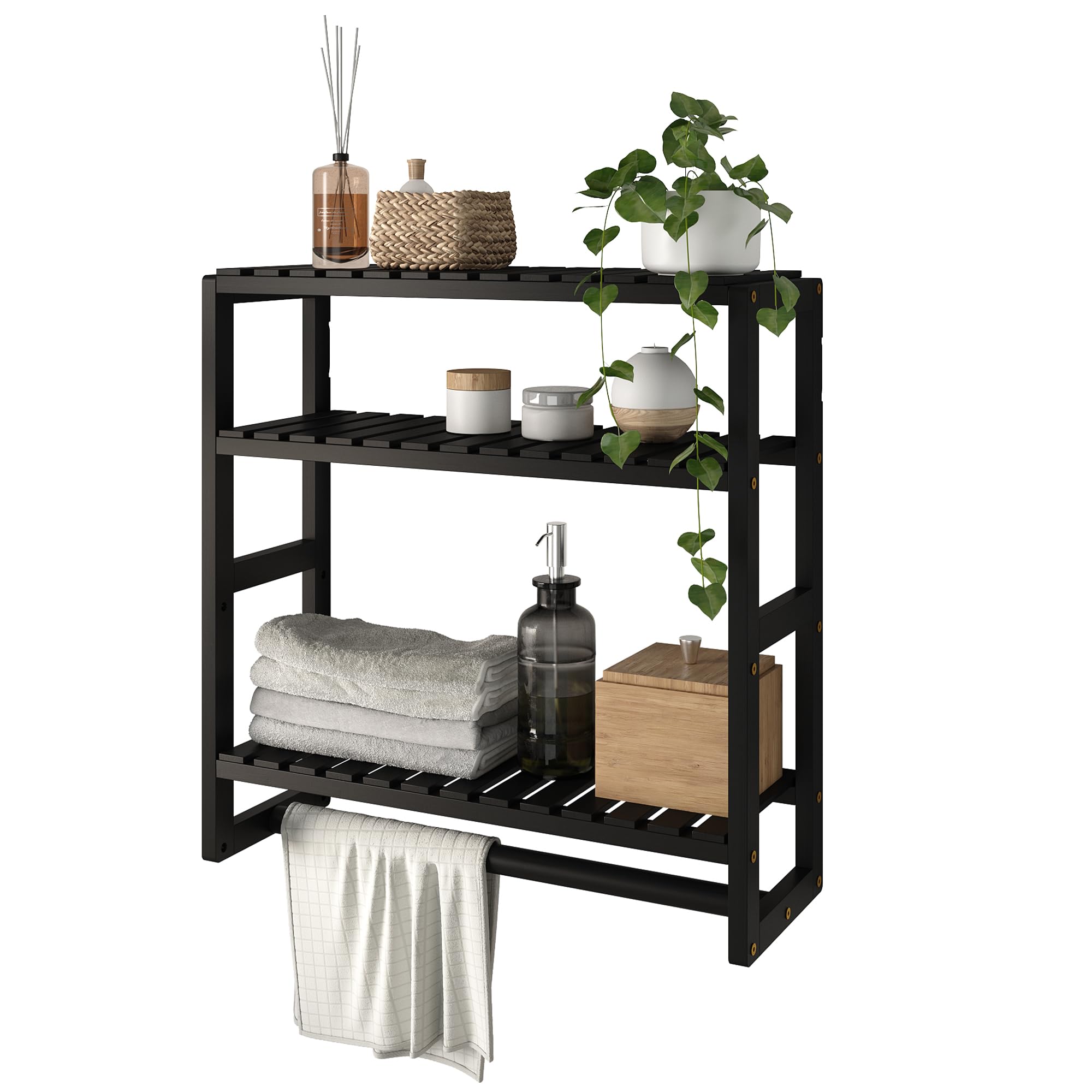 Bamworld Over The Toilet Storage Adjustable 3 Tiers Floating Shelves Bathroom St