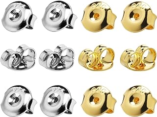DELECOE 14K Gold Plated Earring Backs Replacements, 925 Sterling Silver Hypoallergenic Secure Gold Earring Backs Locking for Studs Earrings