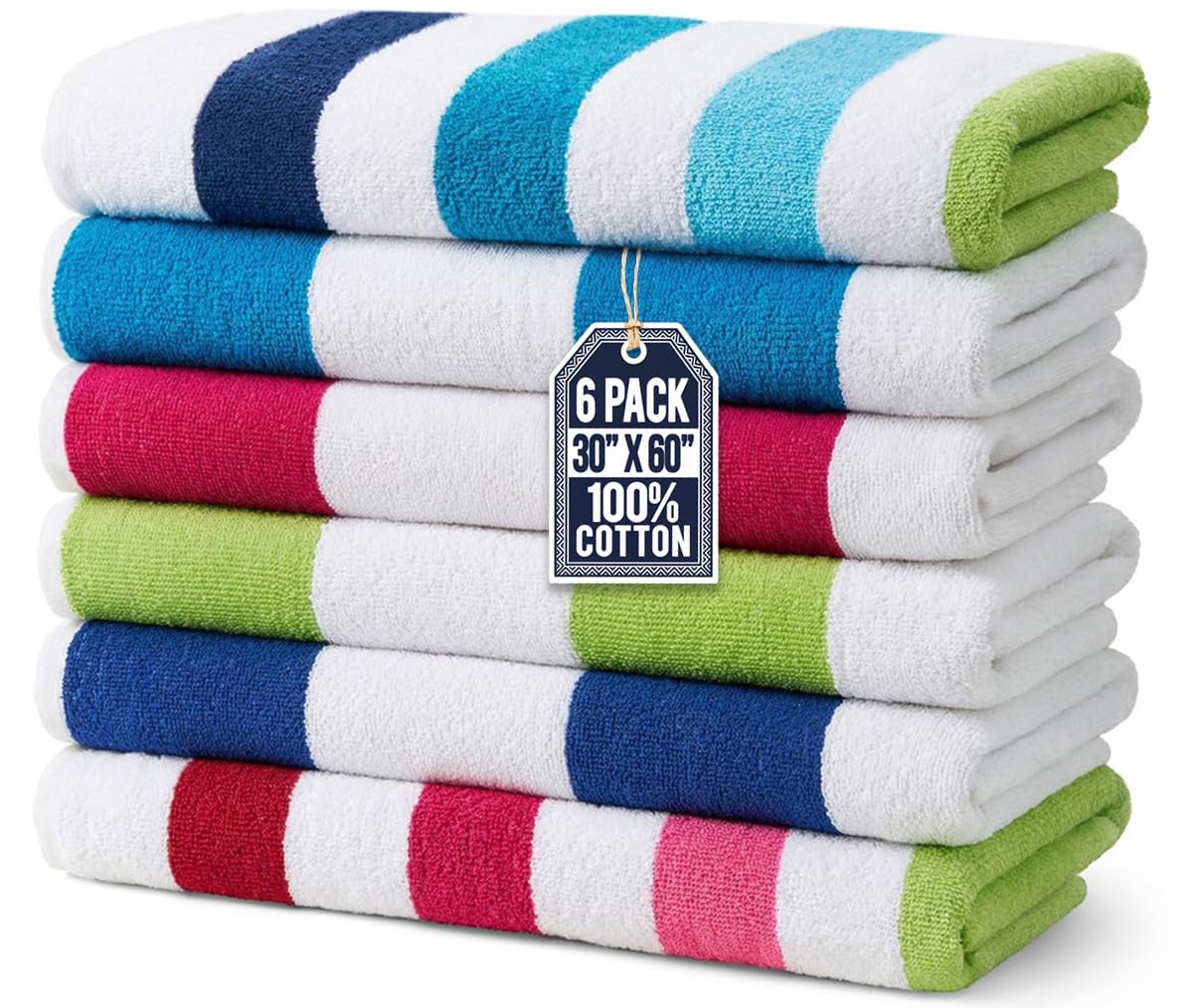 Ben Kaufman Terry Cabana Striped Towels - Oversized Towel for Beach & Pool - Sof