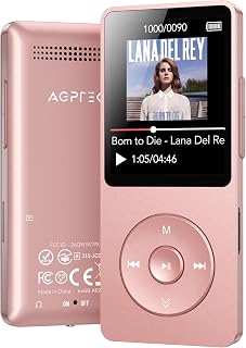 AGPTEK 64GB MP3 Player with Bluetooth 5.3, 1.8 inch Screen Portable Music Player with Speaker, FM Radio, Voice Recorder, Supports Expanded Up to 128GB, Rose Gold