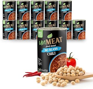 unMEAT Plant-Based Chili No Beans, Vegan, 15 oz, 12 Pack | Easy to prepare plant based protein vegan meat with less calories in Chili No Beans