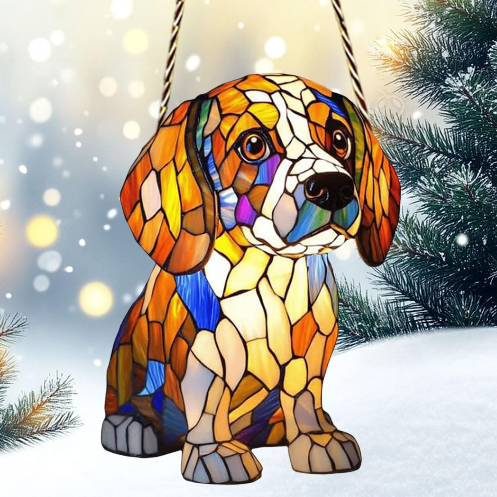 Dog Hanging Ornament Hand Painted Puppy Decor Cute Designs Home Christmas Tree C