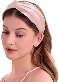 ZLYC Mulberry Silk Headband for Women's Hair, Solid Light Pink