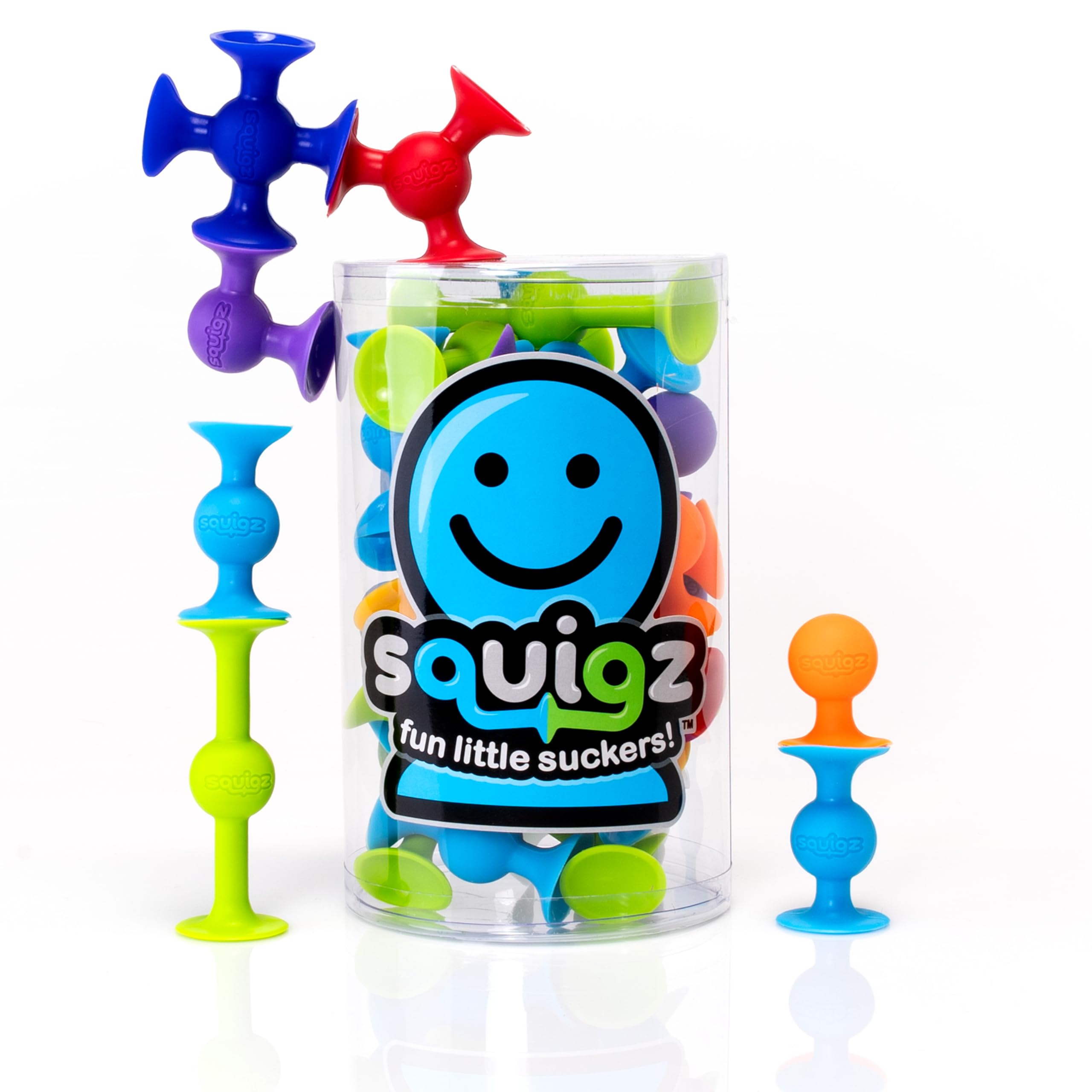 Fat Brain Toys Squigz Starter Set, 24 Piece Suction Bath Toys, Sensory Toys for 