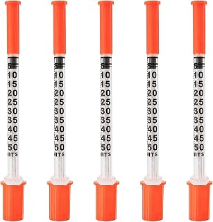 U-100 0.5cc/ml Syringes 31G 5/16 inch(8mm) needles Individual Pack of 36
