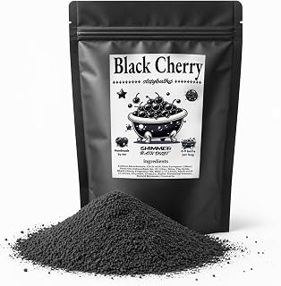 Bath Bomb Powder for Kids and Adults, Black Cherry Glitter and Shimmer Bath Dust, Handmade, Scented and Non-Staining, Gift for Women, 6-9 Baths per Bag (Large, Black)