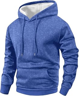 Men's Long-Sleeve Pocket Hoodie with Washed Vintage Design for Spring & Fall - Casual Outdoor Suitable for Running