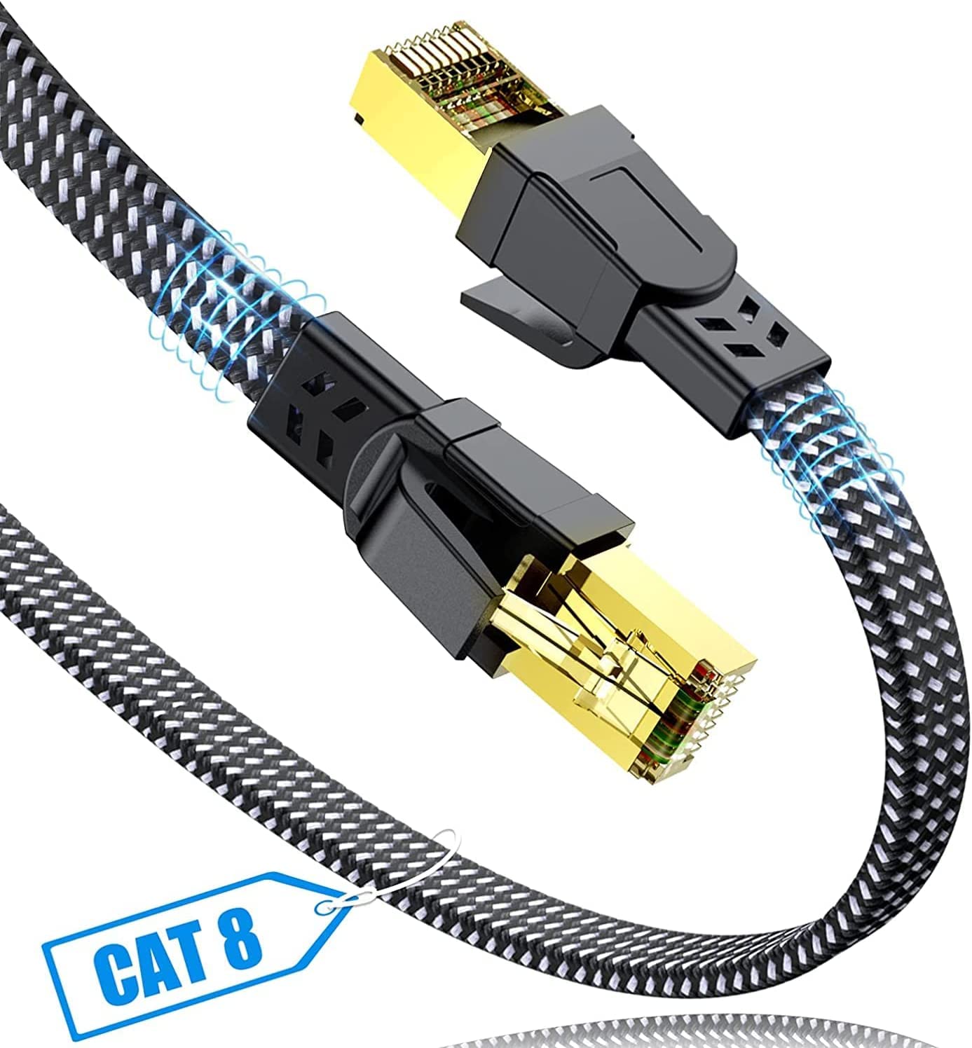 LAN Cable, 0.5m, SWECENT CAT8, Category 8 Ethernet Cable, RJ45 Flat Network, LAN