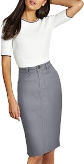 Lexi Womens Stretch Pencil Skirts with Functional Pockets, A Line & Destructed Mini Denim Skirts
