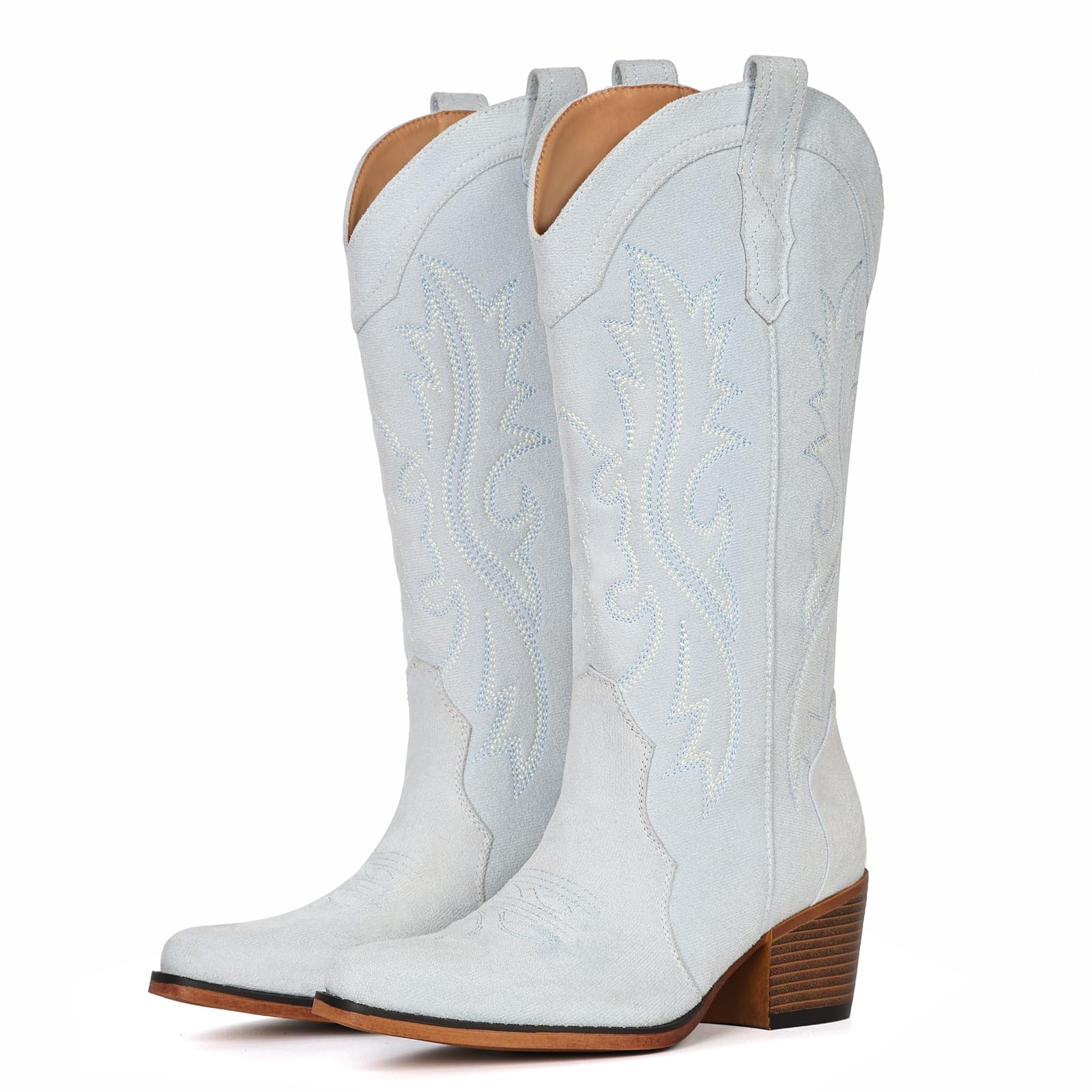 IUV Cowboy Boots For Women Western Cowgirl Boots Mid Calf Snip Toe