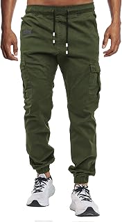 Men's Casual Elastic Sports Trousers Long Pants with Pockets Cotton Sports Trousers