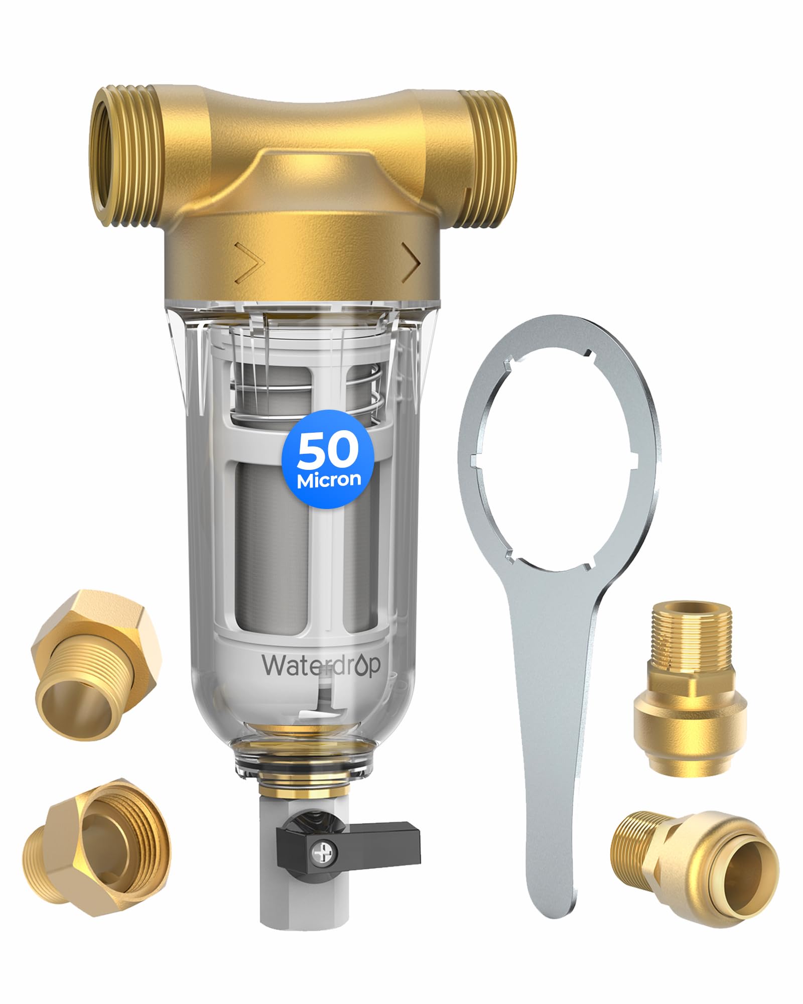 Waterdrop RPFK Spin Down Sediment Filter, 40-50 Micron, BPA Free | Backwash Whol