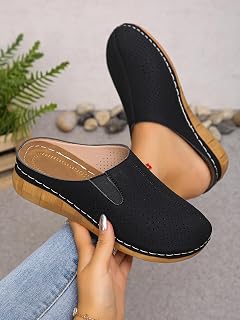 Sandali da donna traspiranti con zeppa punta chiusa perforati slip-on zoccoli comodi antiscivolo suola a cuneo da donna casual scarpe da passeggio